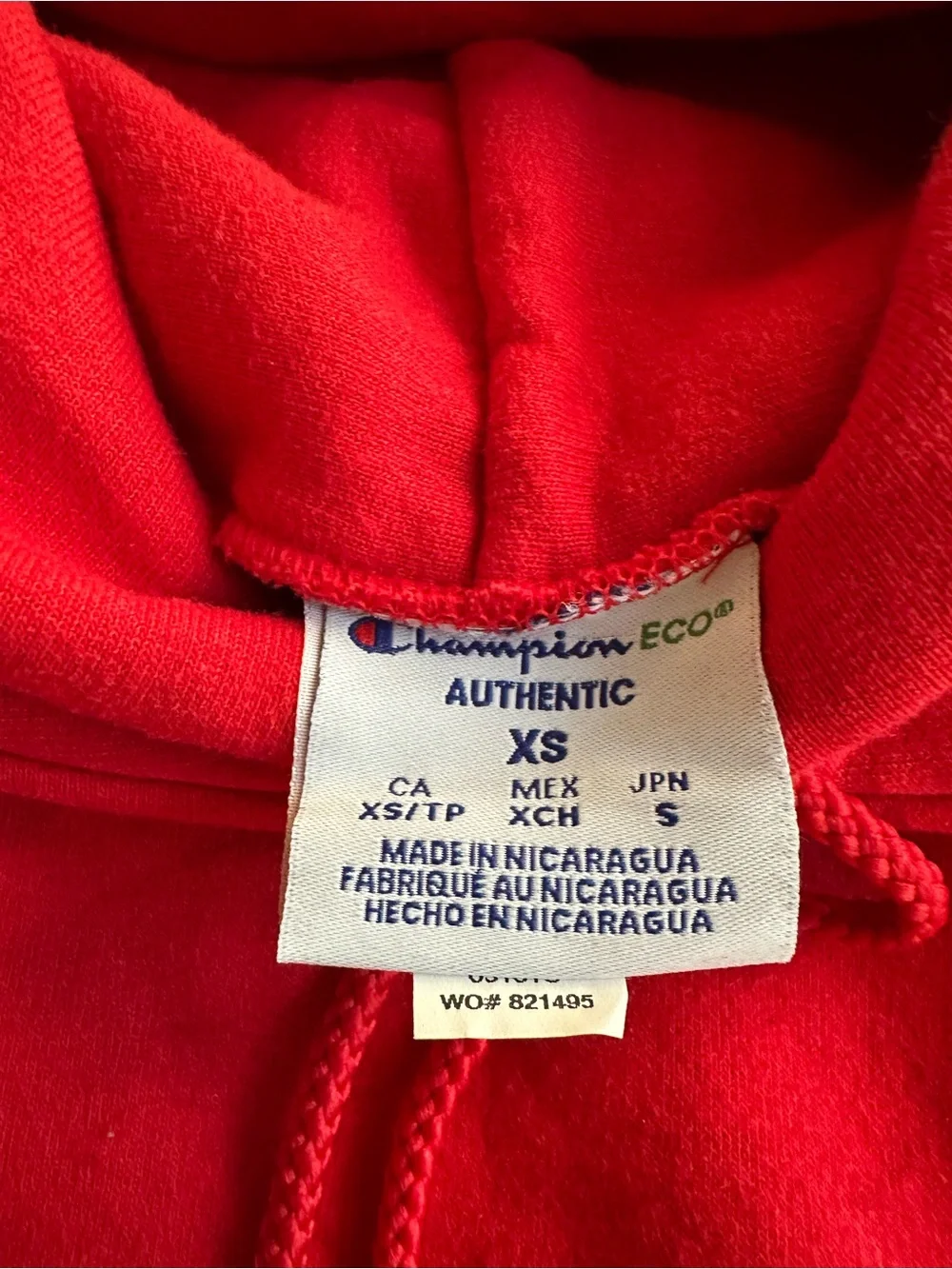 Champion Red Scoop-Neck Style Crew Sweatshirt with Hood